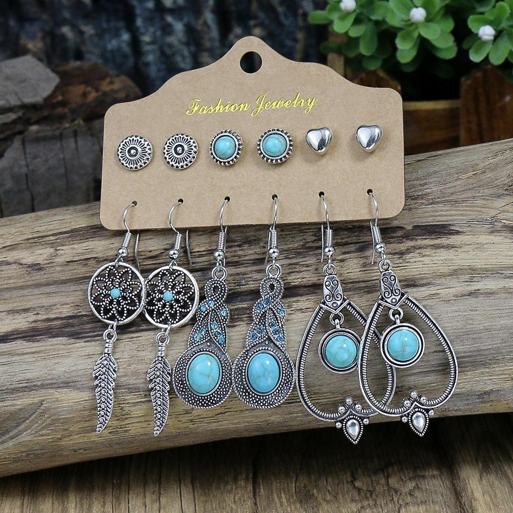 Vintage Style Leaf Turquoise Earrings